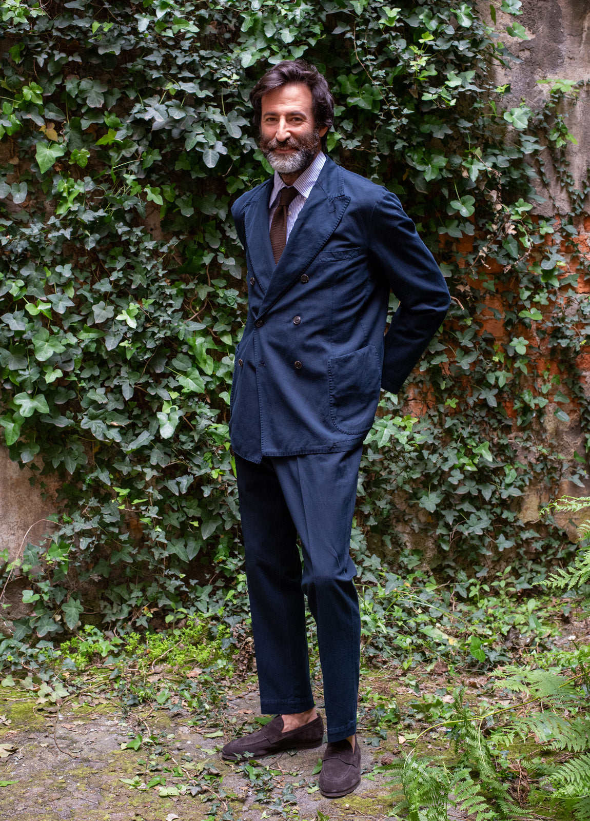 Cotton Linen Double Breasted Kennedy Jacket