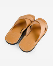 OGL X Dr. Sole Leather Cross Sandals - Natural