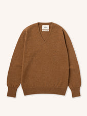 Fine Gauge V-Neck in Fawn Lambswool