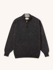 Fine Gauge Quarter Zip in Charcoal Lambswool
