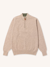 Fine Gauge Quarter Zip in Stone Lambswool