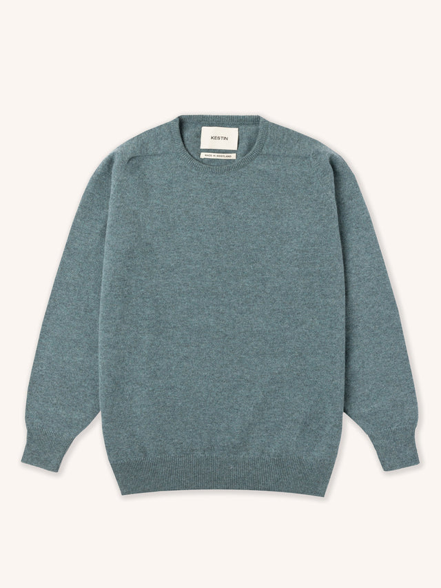 Fine Gauge Crew Neck in Teal Lambswool