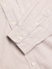 Raeburn Button Down Shirt In Beige Stripe Slub Organic Cotton