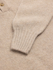 Lewis Brushed Shetland Polo in Putty Lambswool