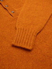 Lewis Brushed Shetland Polo in Bright Orange Lambswool