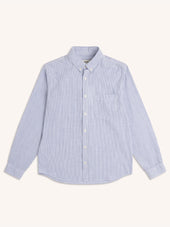 Raeburn Button Down Shirt in Blue Stripe Slub Organic Cotton