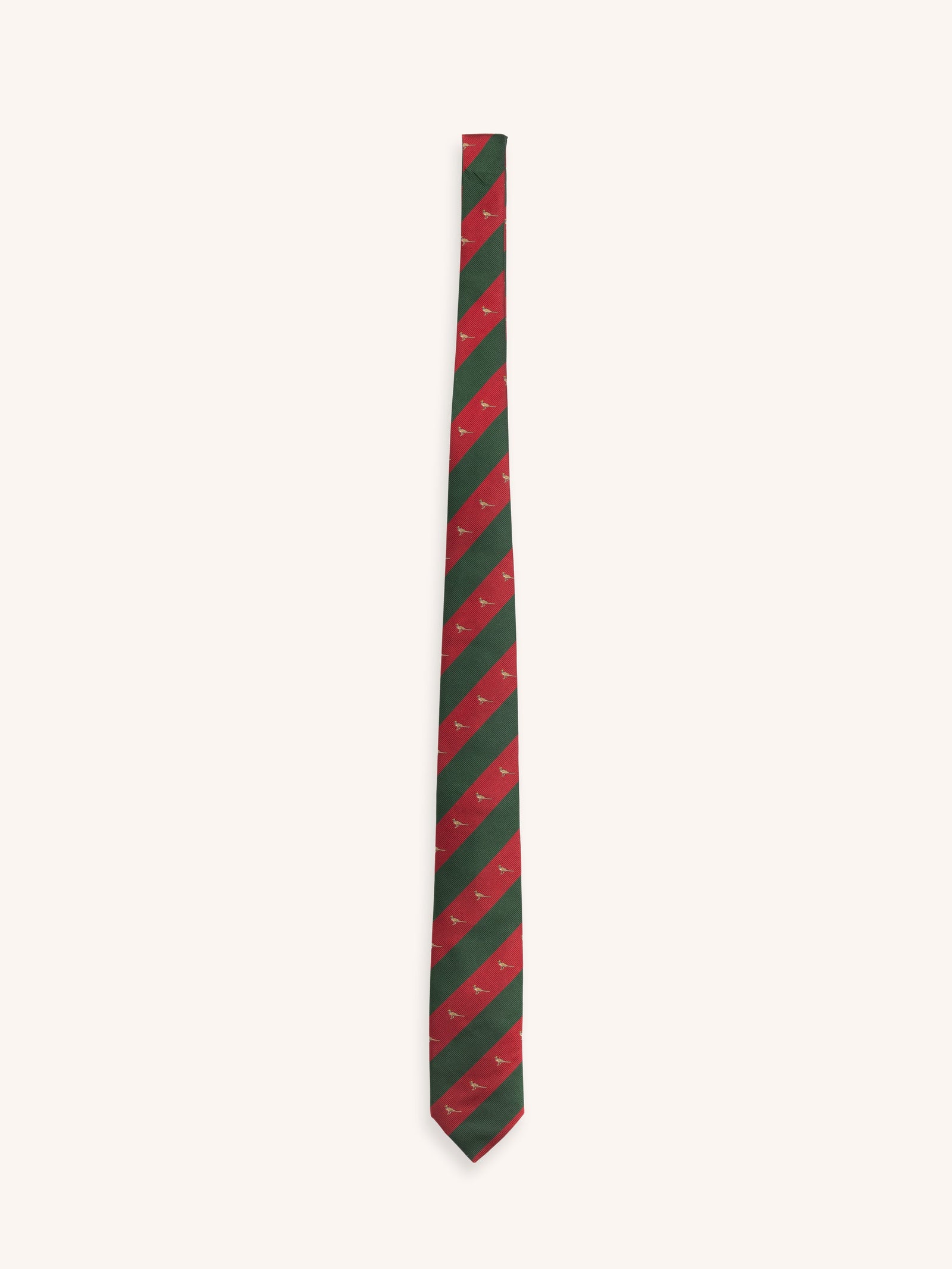 Silk Tie In Green Red Stripe