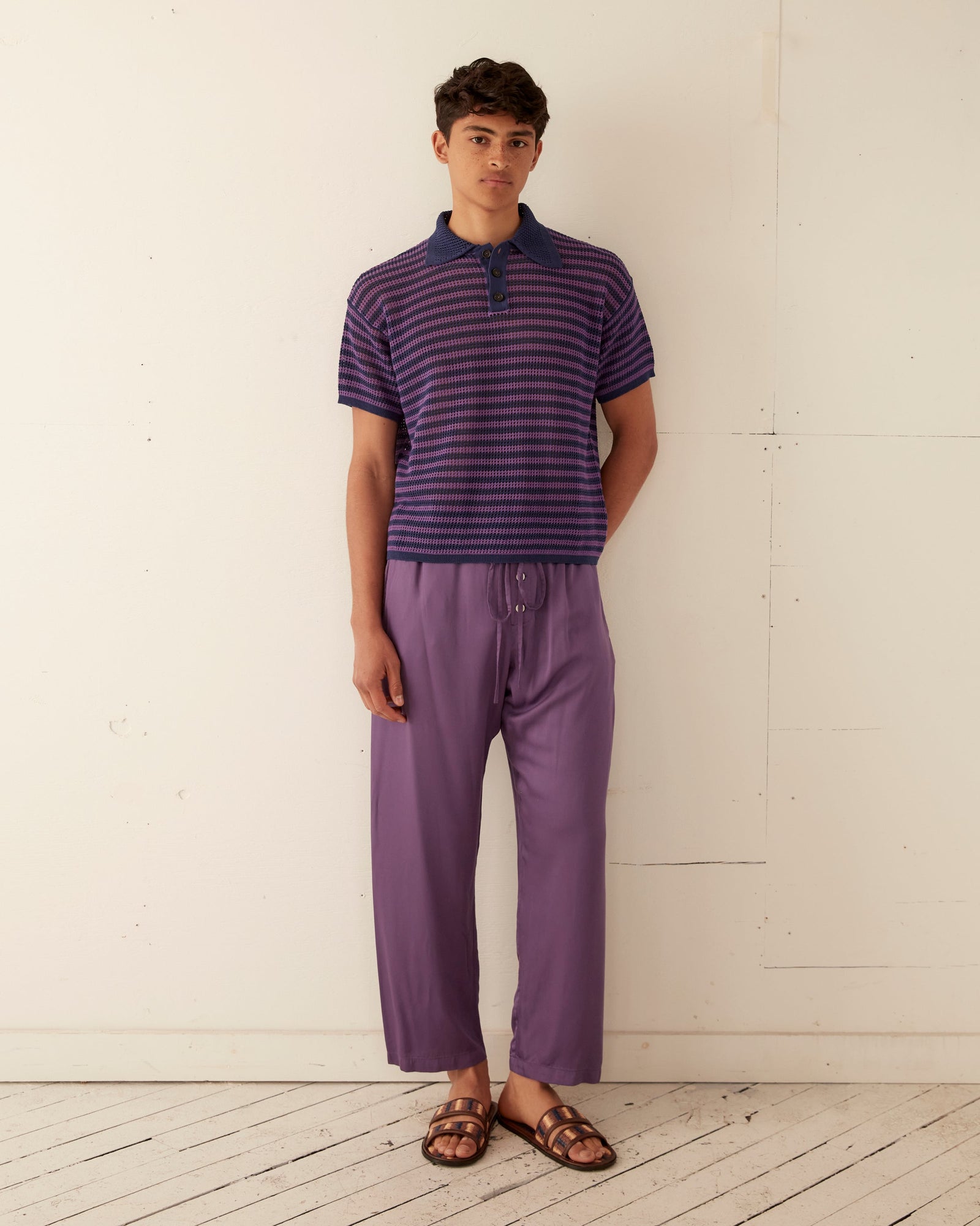 Lattice Polo Duotone Stripe