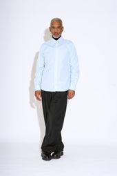 Duval Stripe Long Point Collar Cotton Shirt