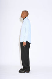 Duval Stripe Long Point Collar Cotton Shirt