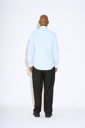 Duval Stripe Long Point Collar Cotton Shirt