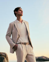 Men's Pique Linen Blend Polo White