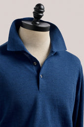 Daylesford Merino Long Sleeved Polo - Indigo