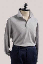Daylesford Merino Long Sleeved Polo - Fog