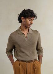 Knitted Long Sleeve Polo