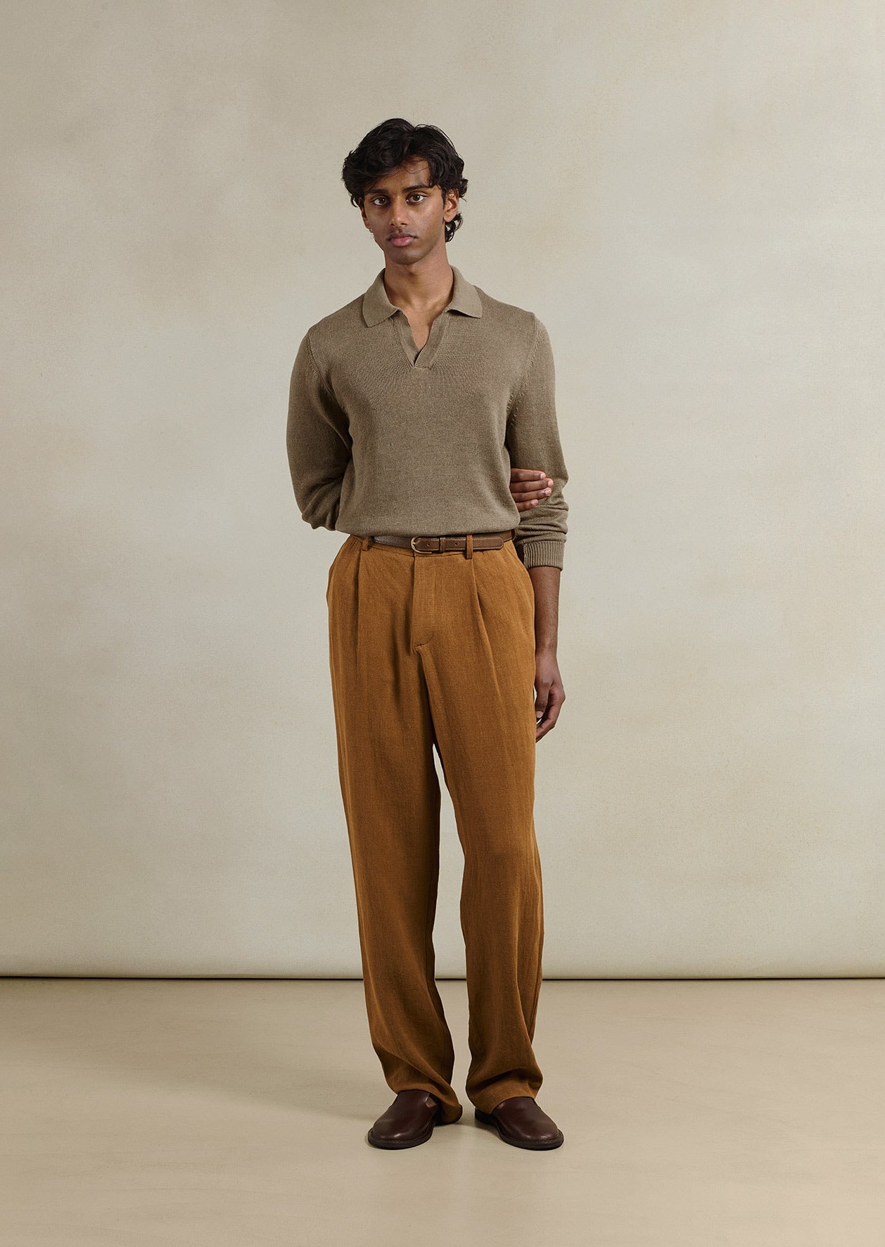 Knitted Long Sleeve Polo