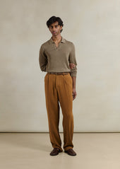 Knitted Long Sleeve Polo