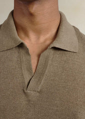 Knitted Long Sleeve Polo