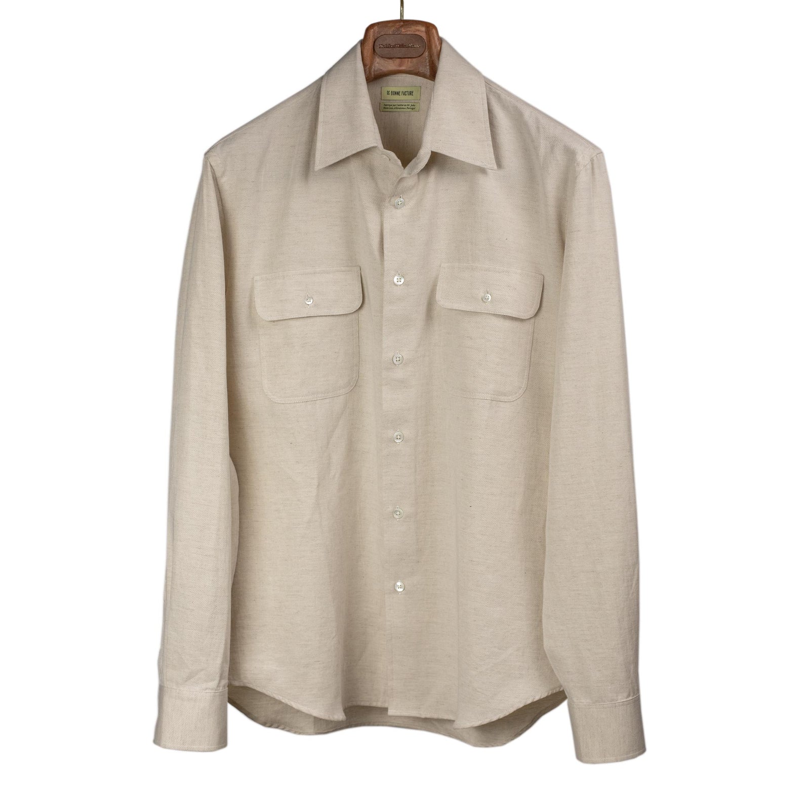 Artist Shirt In Undyed Cotton And Hemp Gabardine