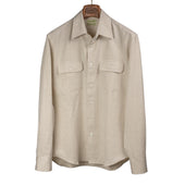 Artist shirt in undyed cotton and hemp gabardine