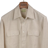 Artist Shirt In Undyed Cotton And Hemp Gabardine