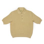 Honeycomb Knit Polo Shirt In Butter Yellow Organic Cotton