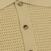Honeycomb Knit Polo Shirt In Butter Yellow Organic Cotton