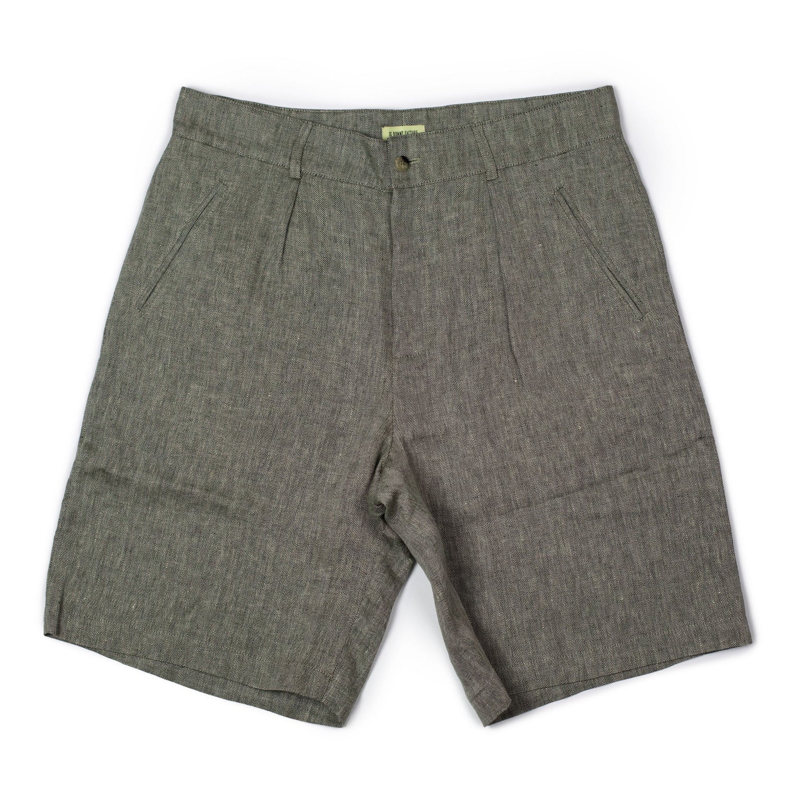 Naturalist Shorts In And Ecru Herringbone Linen