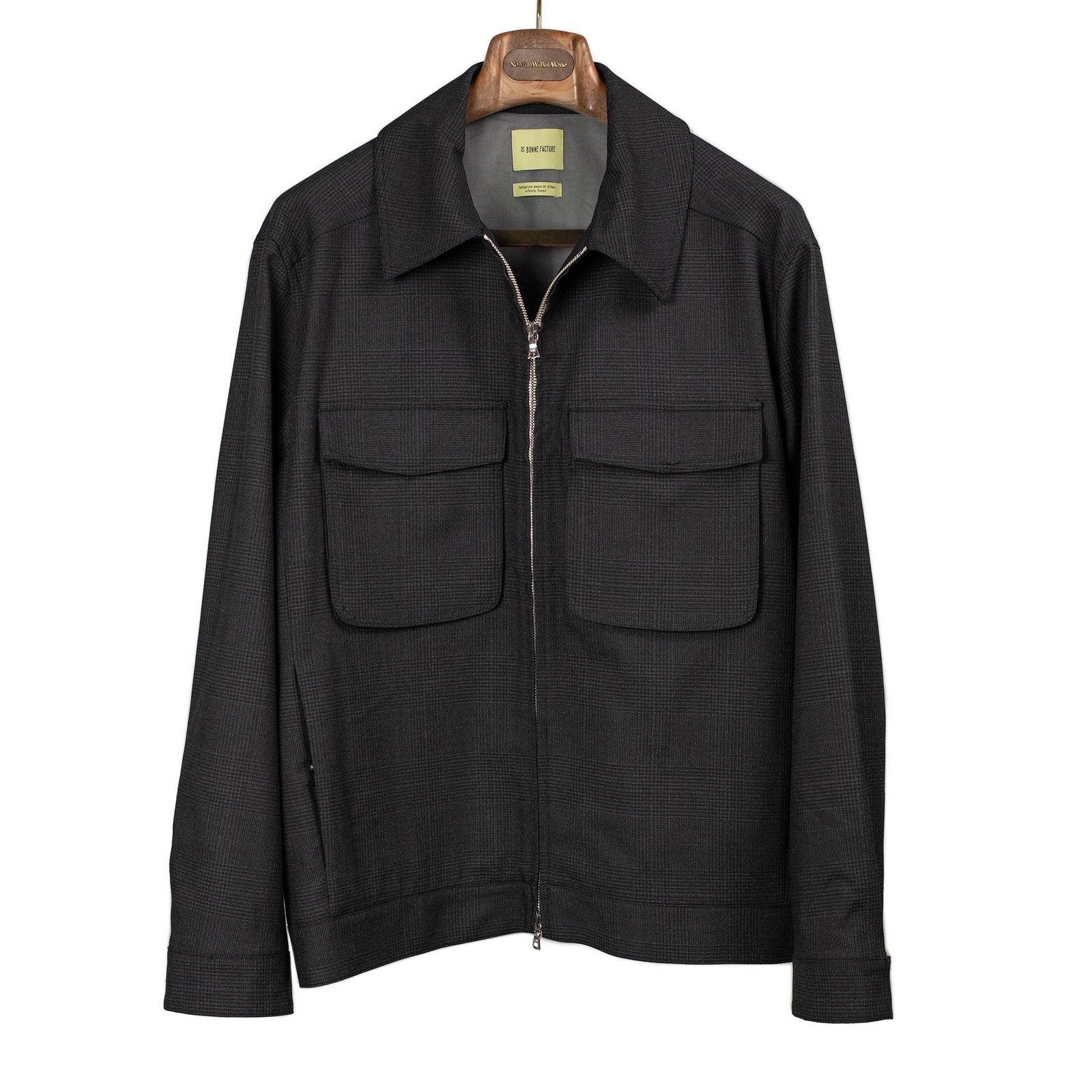 Student Jacket In Anthracite Prince Of Wales Tropical Wool