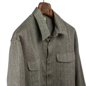 Two Pocket Overshirt In And Ecru Herringbone Linen