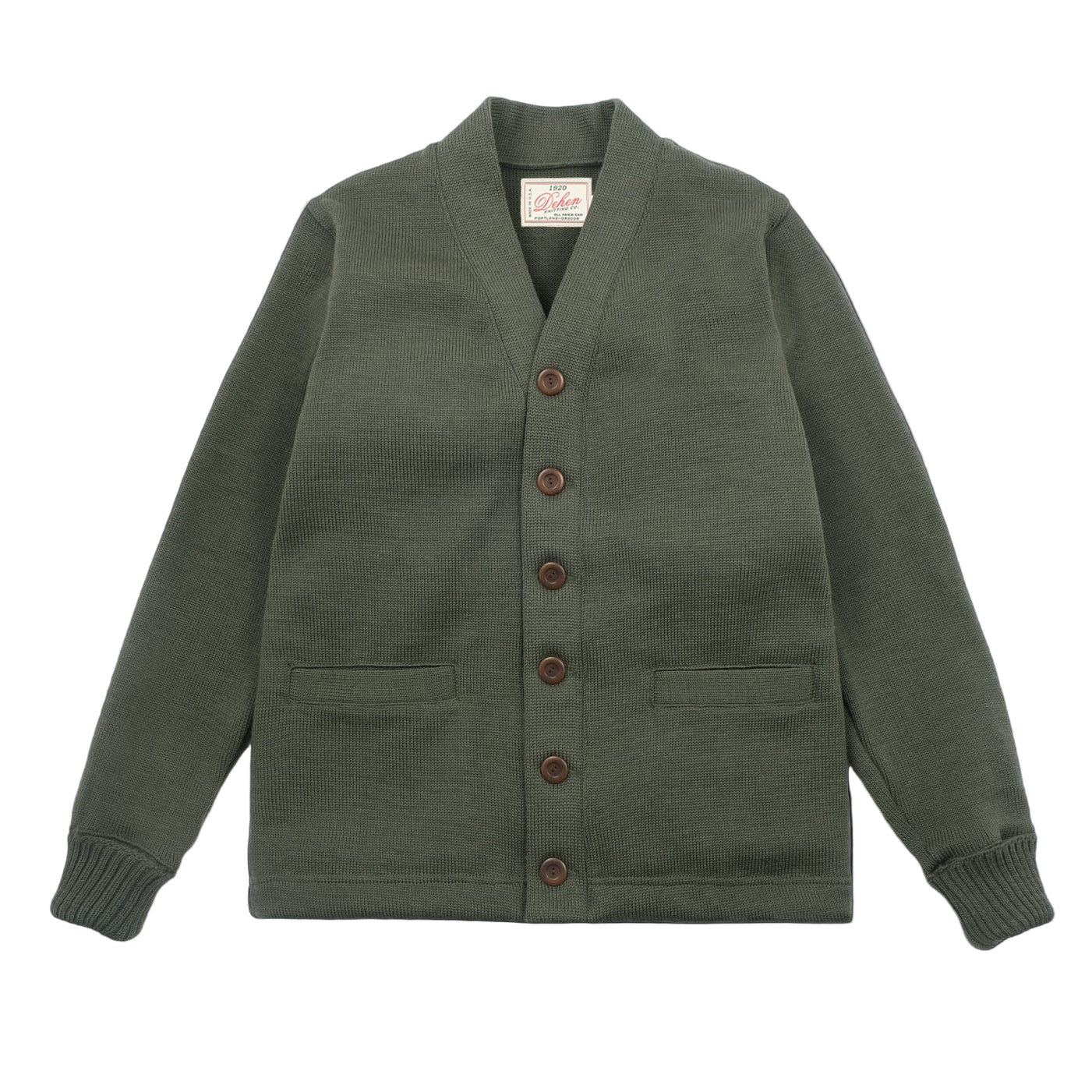 Classic Cardigan Green Wool Knit