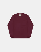 Heavy Duty Long Sleeve Tee Single Pocket Burgandy