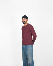 Heavy Duty Long Sleeve Tee Single Pocket Burgandy