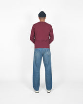 Heavy Duty Long Sleeve Tee Single Pocket Burgandy