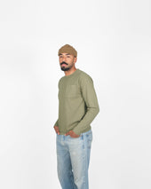 Heavy Duty Long Sleeve Tee Single Pocket Fatigue