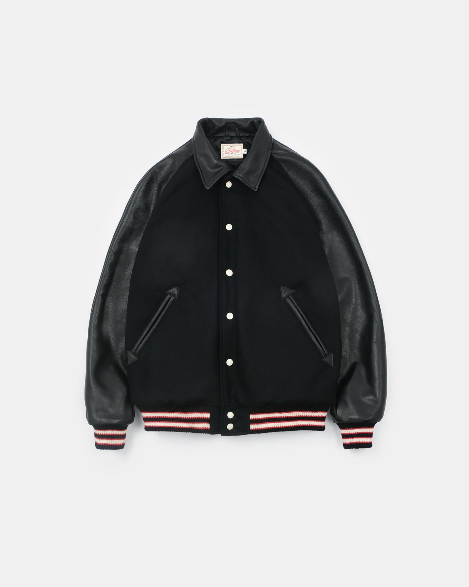 Raglan Varsity Jacket Off White Scarlet