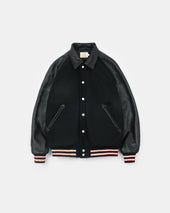 Raglan Varsity Jacket Off White Scarlet