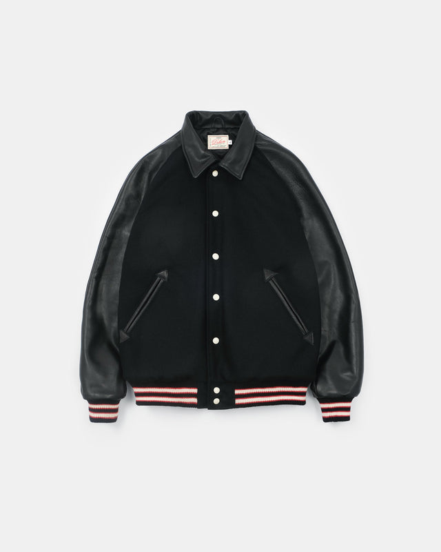 Raglan Varsity Jacket Off White Scarlet