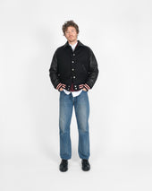 Raglan Varsity Jacket Off White Scarlet