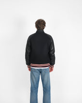 Raglan Varsity Jacket Off White Scarlet