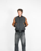 Raglan Varsity Jacket Granite Black Antique