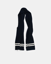 Striped Wool Scarf - Black / Off White