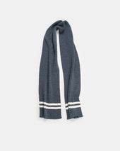 Striped Wool Scarf - Charcoal / Off White