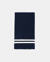 Striped Wool Scarf - Dark Navy / Off White