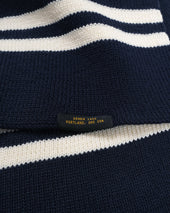 Striped Wool Scarf - Dark Navy / Off White