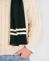 Striped Wool Scarf Pine Off White