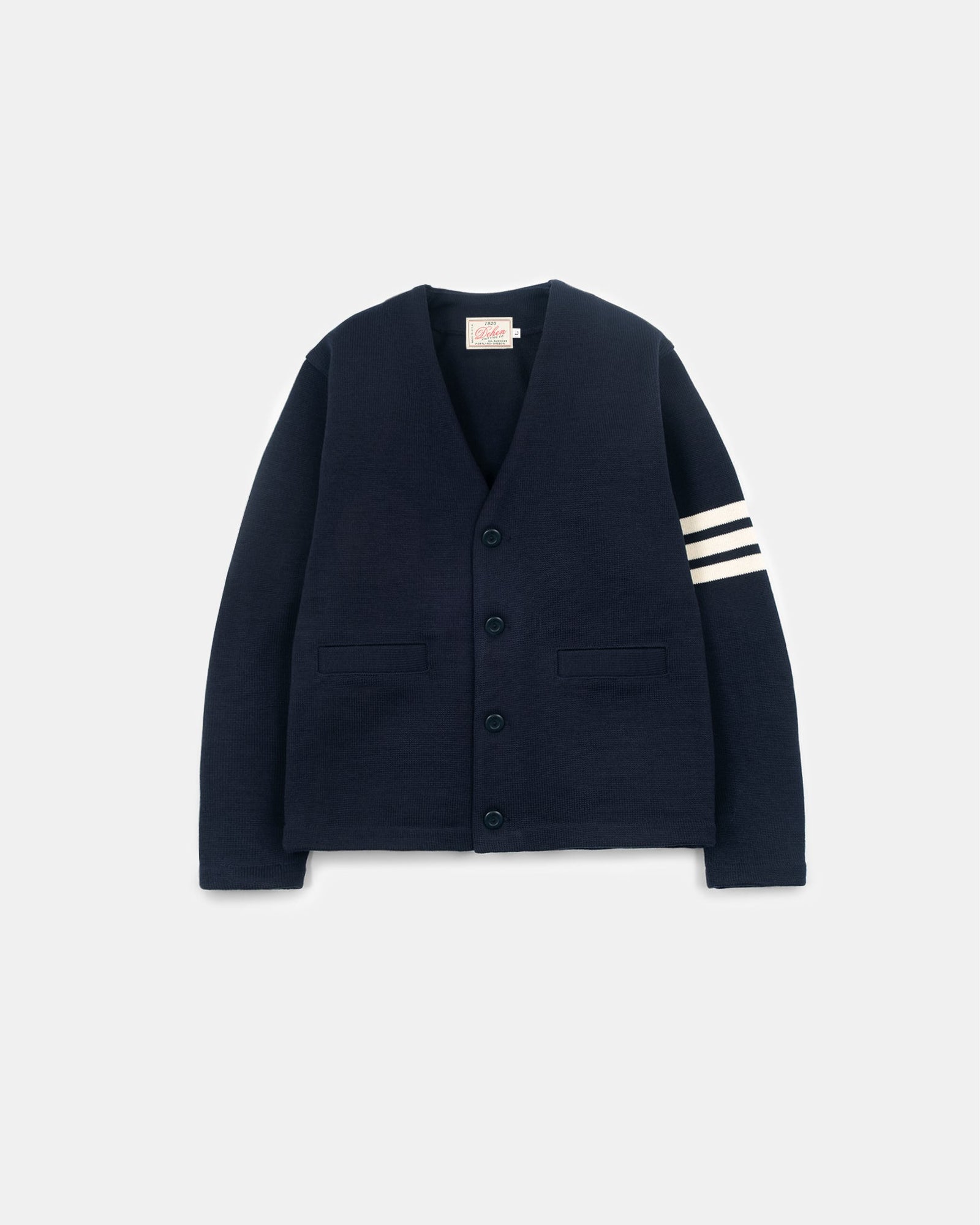 Slouchy Varsity Cardigan Dark Navy Off White