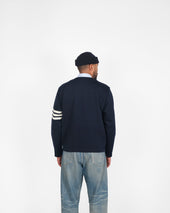 Slouchy Varsity Cardigan Dark Navy Off White