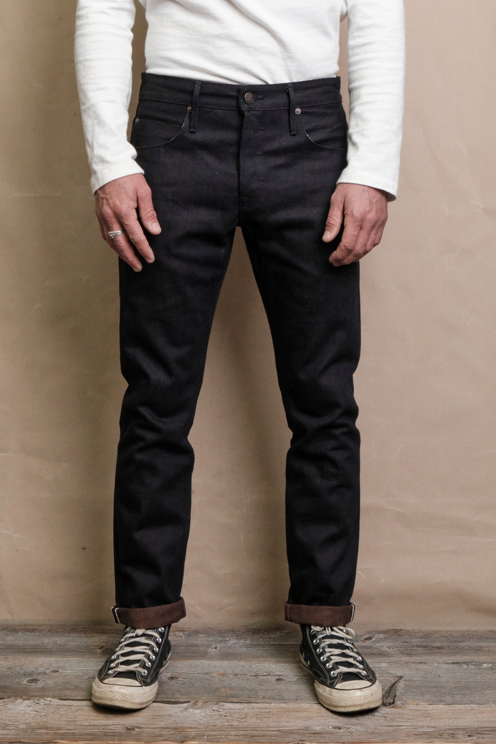 Avila Slim Taper 16 ounce Indigo Brown Denim