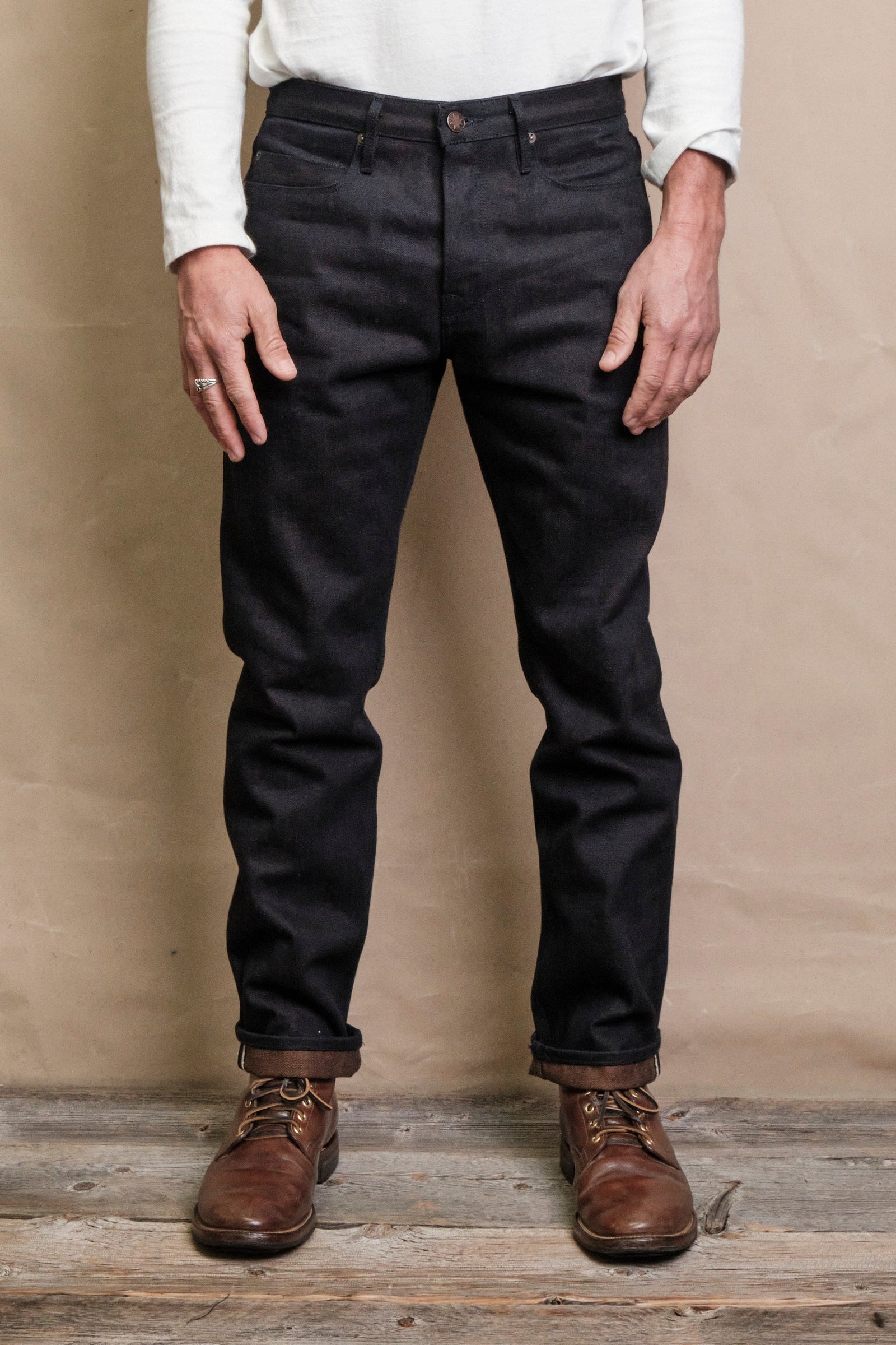 Portola Classic Taper 16 Ounce Indigo Brown Denim